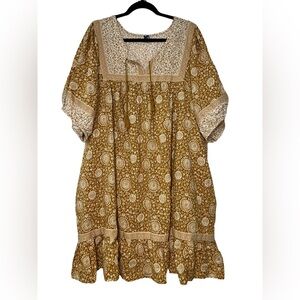 Old Navy Boho Honey Puff Sleeve Printed Mini Swing Cotton Dress 4XL